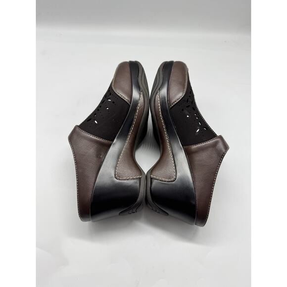 Rialto Brown Mary Jane Wedges Size 7.5 Perforated Chunky Y2K Preppy Twee - Picture 7 of 11